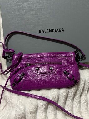 Authentic Balenciaga Bright Fuchsia (Azalee) Le City Pouch on Strap